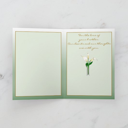 Sympathie Verlies van Broer Van Ons: Calla Lelies Kaart (Binnen)