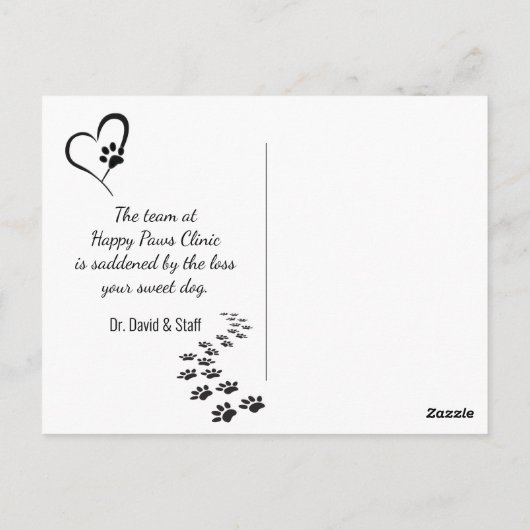 Sympathie verlies van herder Pet Briefkaart (Achterkant)