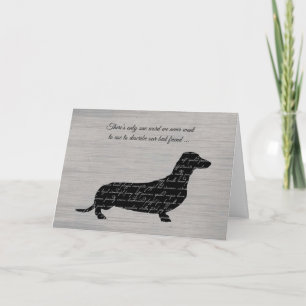 Sympathie, verlies van hond, teckel woord collage kaart