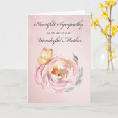 Sympathie Verlies van Moeder Vlinder Roze Roos Kaart (Gele Bloem)