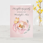 Sympathie Verlies van nicht Vlinder Roze Roos Kaart (Gele Bloem)