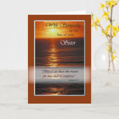 Sympathie verlies van zuster, Sunset Over Ocean, R Kaart (Gele Bloem)