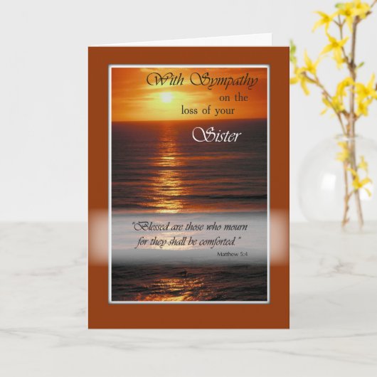 Sympathie verlies van zuster, Sunset Over Ocean, R Kaart (Gele Bloem)