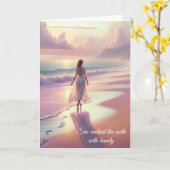 Sympathie Voetafdrukken Op Een Strand Kaart (Gele Bloem)