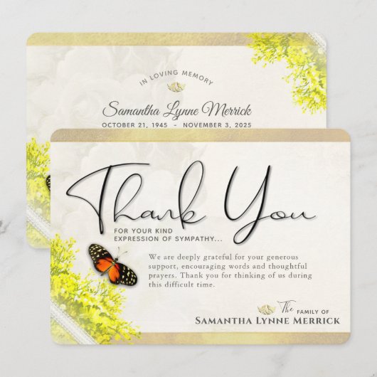 sympathie voor Antiek vlinder Hartelijk dank Kaart (Voorkant / Achterkant)