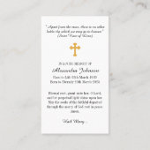 Sympathie voor begrafenis Christelijk Bloemenkruis Visitekaartje (Achterkant)