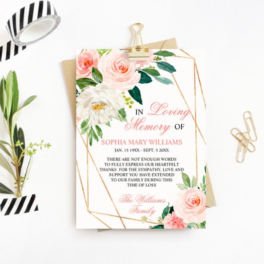 Sympathie voor blinde roze vloeren bedankkaart