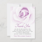 sympathie voor de begrafenis van het Paarse roos Bedankkaart (Voorkant)