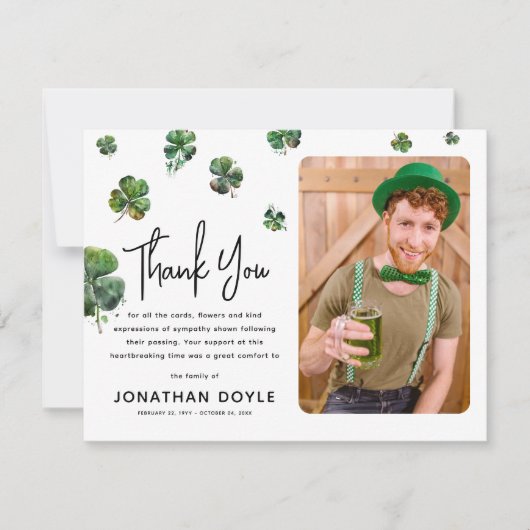 sympathie voor de Ierse Shamrock Clover Bedankkaart (Voorkant)