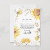 Sympathie voor de nazomer zonnebloem bedankkaart (Voorkant)