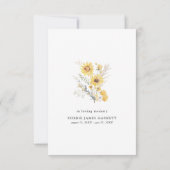 Sympathie voor de nazomer zonnebloem bedankkaart (Achterkant)