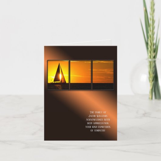 sympathie voor de zondagszeilboot Hartelijk dank v Bedankkaart (Voorkant)