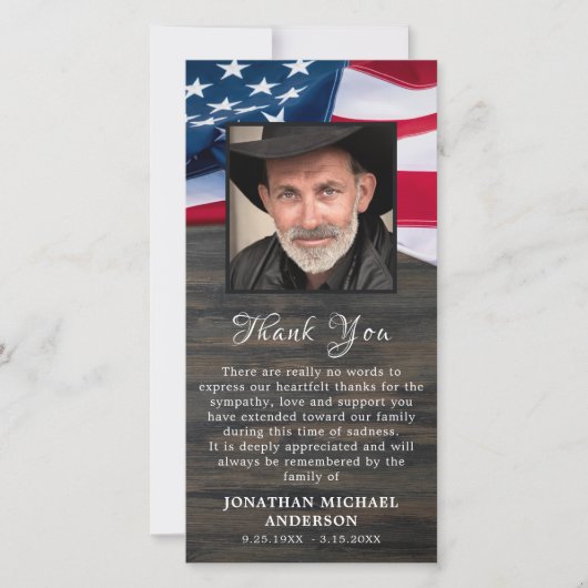 Sympathie voor herdenking van de militaire begrafe bedankkaart (Voorkant)