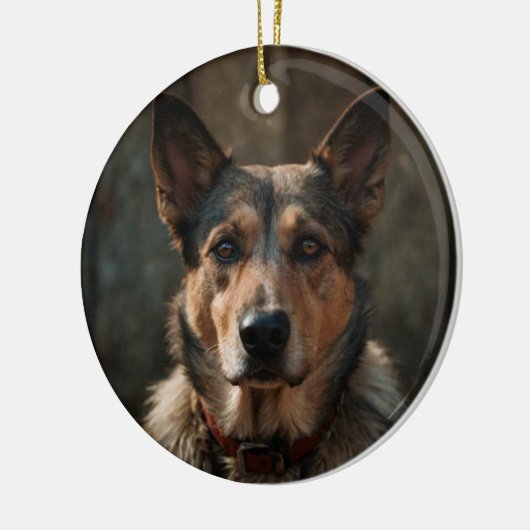 Sympathie voor het hondenmonument. Aangepaste naam Keramisch Ornament (Links)