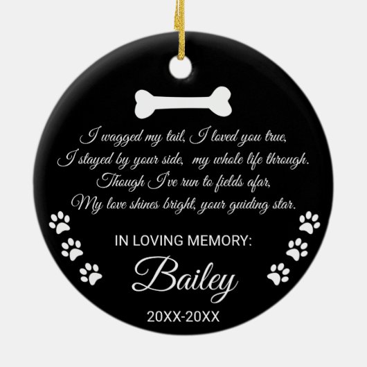 Sympathie voor het hondenmonument. Aangepaste naam Keramisch Ornament (Achterkant)