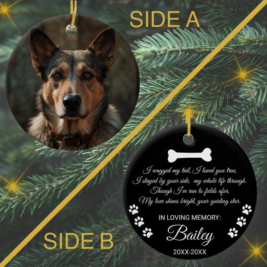 Sympathie voor het hondenmonument. Aangepaste naam Keramisch Ornament