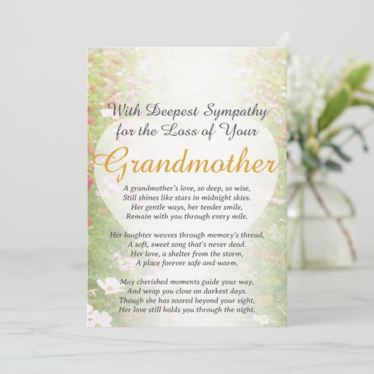 Sympathie voor het verlies van een grootmoeder kaart (Staand voorkant)