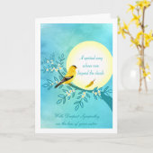 Sympathie voor het verlies van zus Goldfinch Bird Kaart (Gele Bloem)