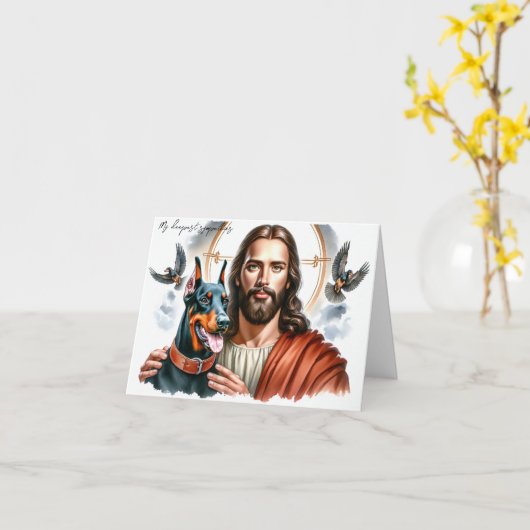 Sympathie voor Hond Verlies-Jezus met Doberman Kaart (Gele Bloem)