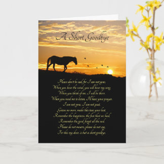Sympathie voor Horse A Short Goodbye Poem Kaart