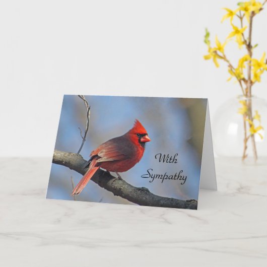 Sympathie voor kardinaal-rode zongvogels kaart (Gele Bloem)