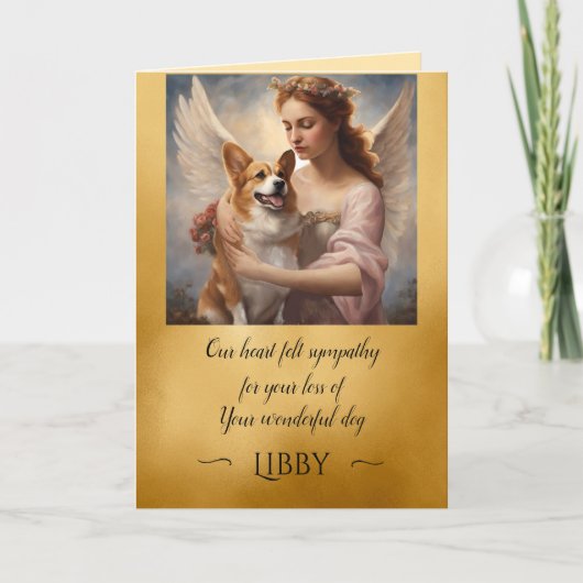 Sympathie voor Lost Corgi Gold Angel Kaart (Voorkant)