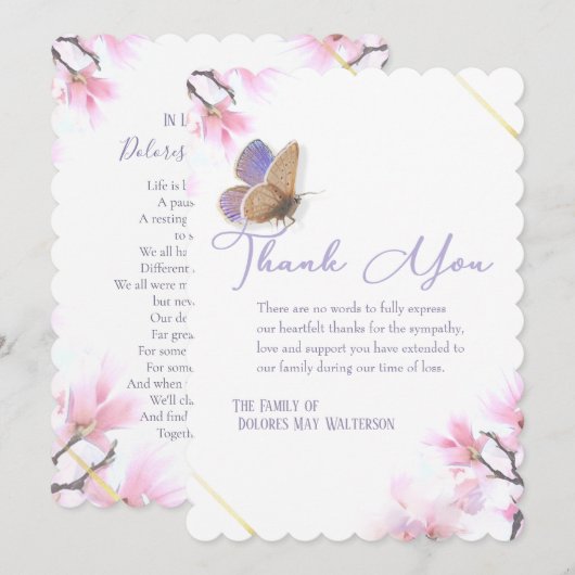 Sympathie voor Paarse en roze vlinder Kaart (Voorkant / Achterkant)