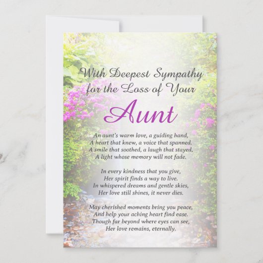 Sympathie voor verlies tante kaart (Voorkant)
