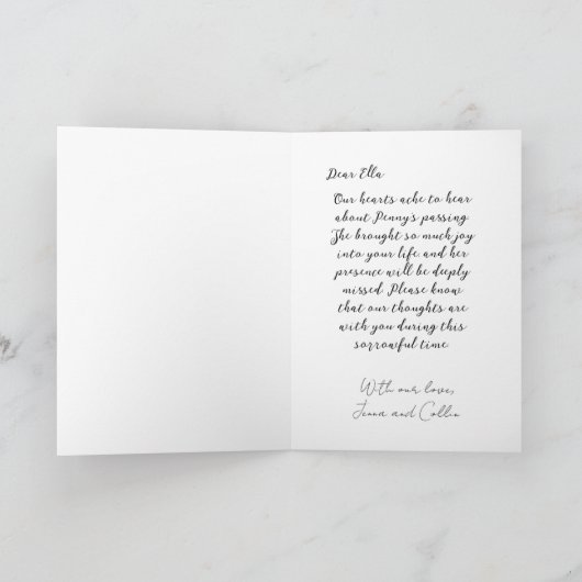 Sympathie voor verlies van Dachshund Angel Kaart (Binnen)