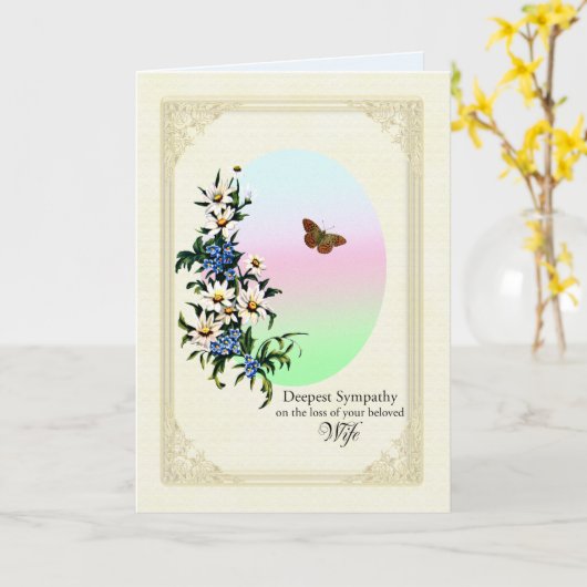 Sympathie voor verlies van vrouw, bloemen en vlind kaart (Gele Bloem)