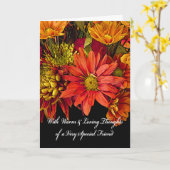 Sympathie voor vriend, bloemstuk kaart (Gele Bloem)