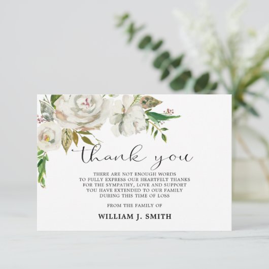 Sympathie voor witte rozen DANK U | FOTO Bedankkaart (Staand voorkant)