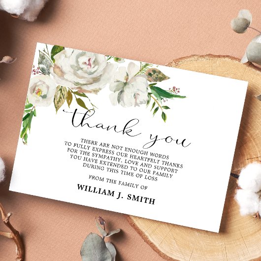Sympathie voor witte rozen DANK U | FOTO Bedankkaart