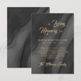 Sympathie voor zwart en goud bedankkaart