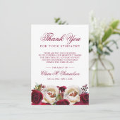 Sympathie Waterverf Bloemen Bourgondië Begrafenis Bedankkaart (Staand voorkant)