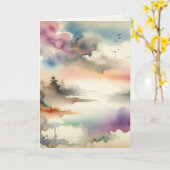 Sympathie Waterverf Bomen In Mist Kaart (Gele Bloem)