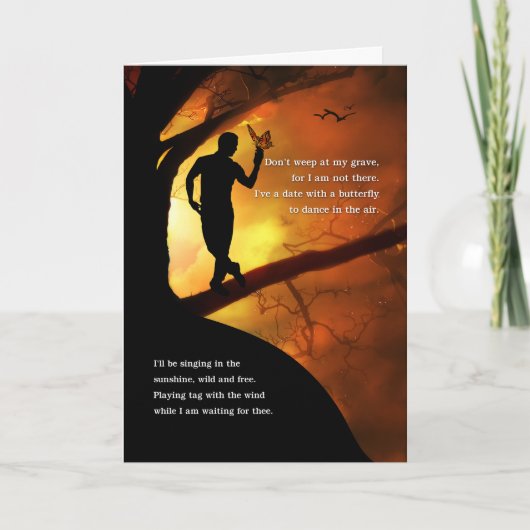 Sympathie weep niet naar mijn grave gedicht man kaart (Voorkant)