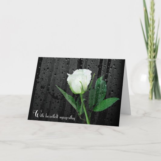 Sympathie White Rose met Raindrops Kaart (Voorkant)