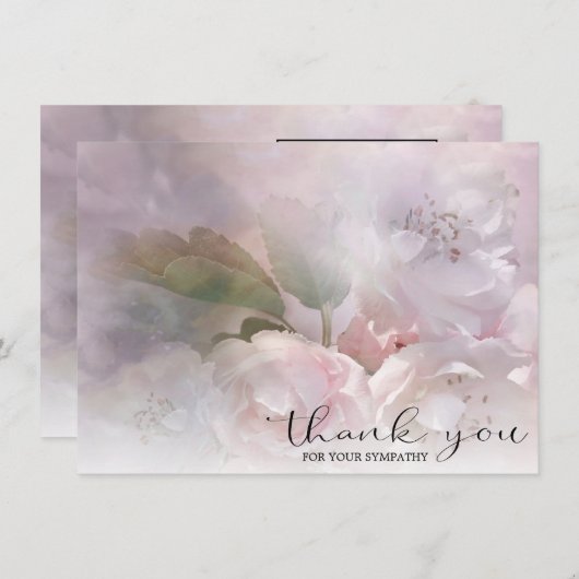 Sympathie Wit Roze Bloesems DANK U | FOTO Bedankkaart (Voorkant / Achterkant)