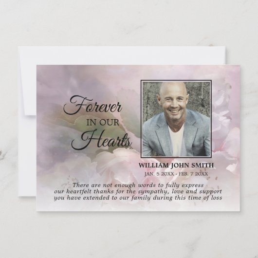 Sympathie Wit Roze Bloesems DANK U | FOTO Bedankkaart (Achterkant)