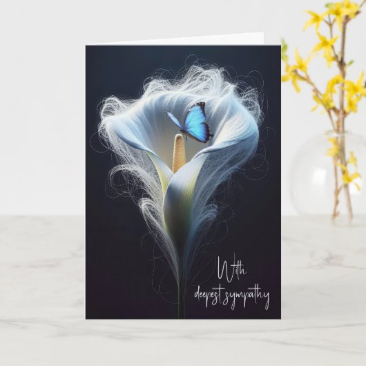 Sympathie Witte Calla Lily en Vlinder Kaart (Gele Bloem)