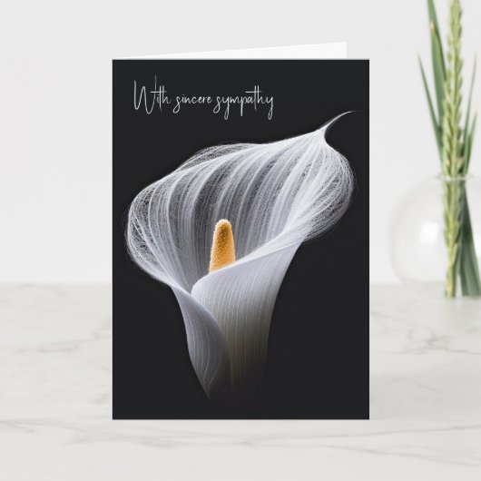 Sympathie Witte Calla Lily op zwart Kaart (Voorkant)