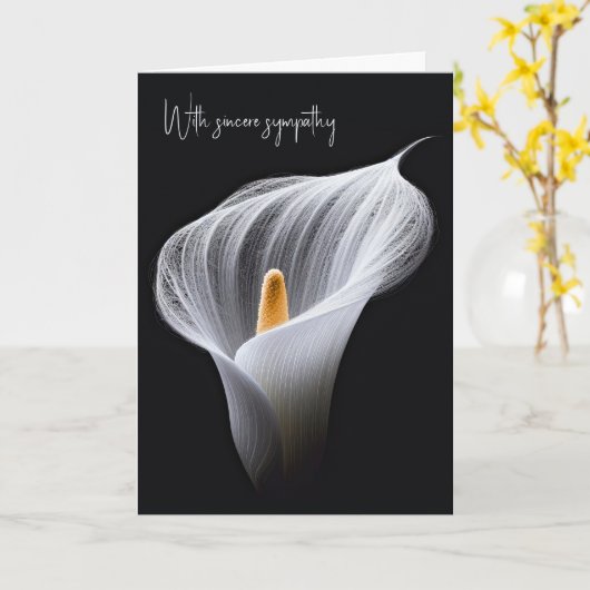 Sympathie Witte Calla Lily op zwart Kaart (Gele Bloem)