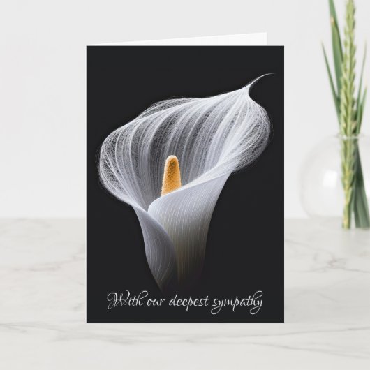 Sympathie Witte Calla Lily op zwart Kaart (Voorkant)