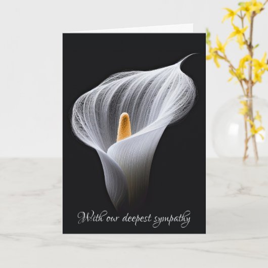 Sympathie Witte Calla Lily op zwart Kaart (Gele Bloem)