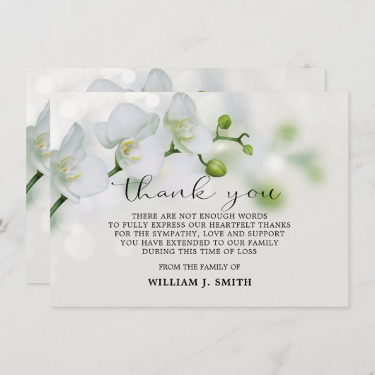 Sympathie Witte Orchideeën DANK U Bedankkaart (Voorkant / Achterkant)