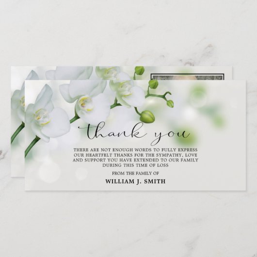 Sympathie Witte Orchideeën DANK U | FOTO Bedankkaart (Voorkant / Achterkant)