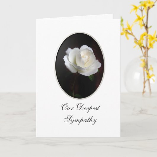 Sympathie witte roos kaart (Gele Bloem)