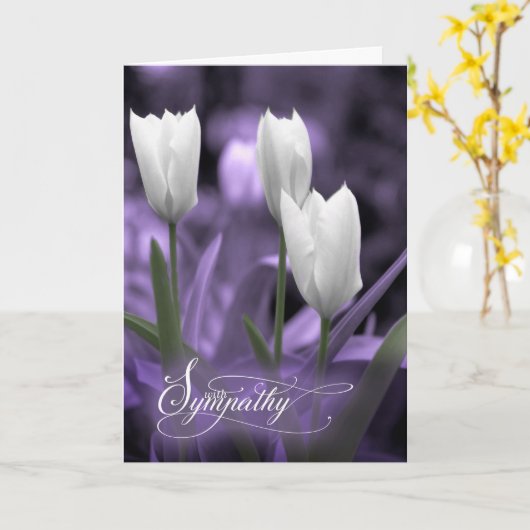 Sympathie Witte Tulpen en Lavender Paarse Tint Kaart (Gele Bloem)