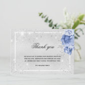 Sympathie zilverblauw lichtsparren bedankkaart (Staand voorkant)